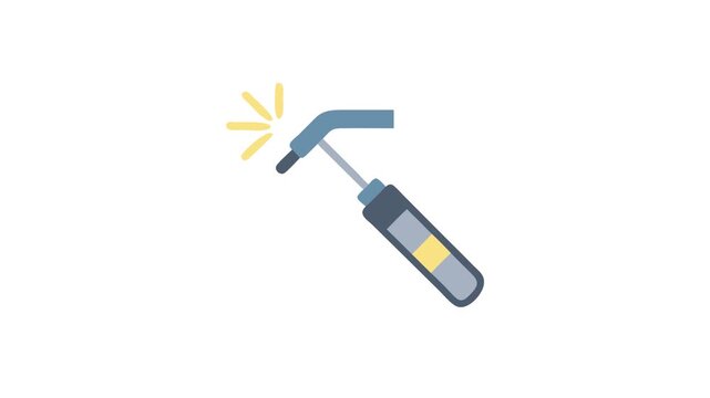 Welding torch illustration with light on a White Background