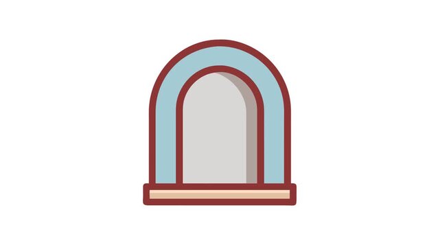 Flat icon illustration of arched window or doorway frame