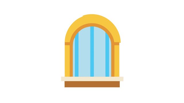 Stylized Window Frame Graphic with Arched Top and Sill