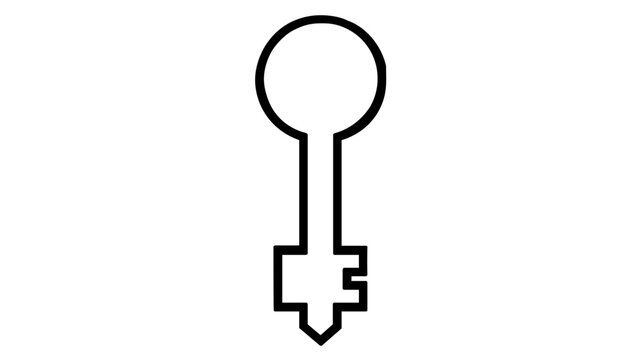 Brass skeleton key vector icon representing career opportunity and recruitment success in human resources department. This flat illustration symbolizes unlocking professional growth and potential.