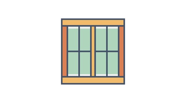 Illustration of a classic window with eight panes of glass