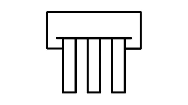 Professional paper shredder vector icon showing a top-down view of cut document strips emerging from the machine, perfect for business administration security and confidential data disposal themes.