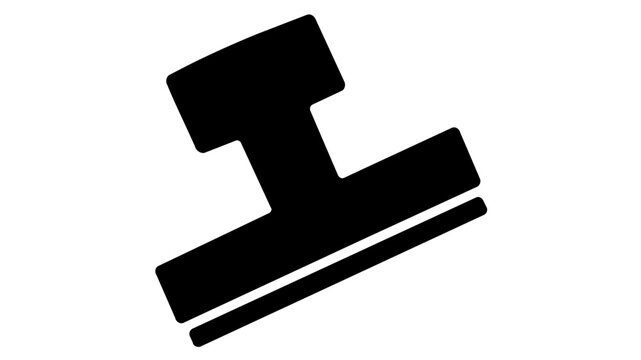 Professional wooden handle rubber stamp vector icon illustration for office documentation and administrative tasks, featuring a clean minimalist design with sharp lines on a white background.