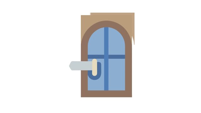 Flat vector illustration of a window with a handle