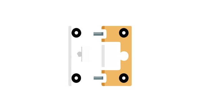 Simple Hinge Illustration with Orange and Silver Palettes