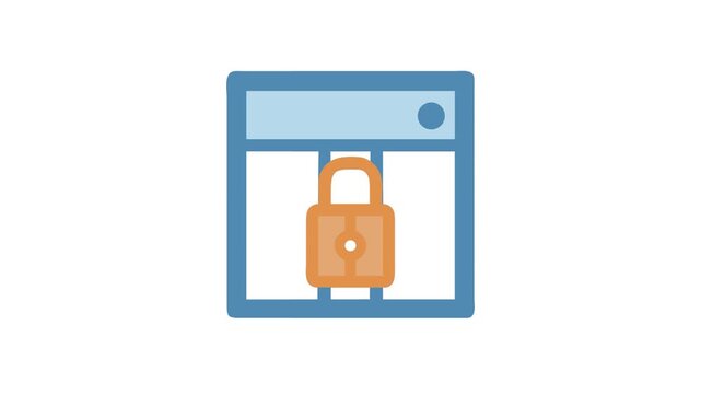 Secure website login with padlock icon flat illustration