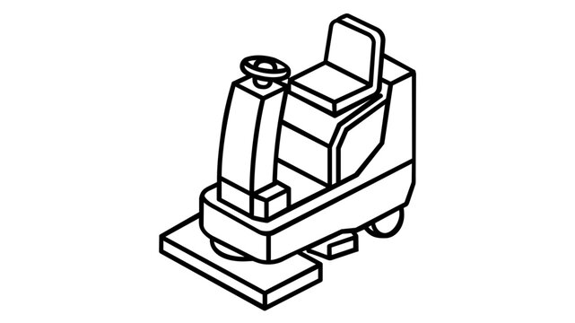 Professional industrial floor buffer ride-on machine vector illustration for warehouse sanitation and large facility cleaning, minimalist logistics equipment icon on a clean background.