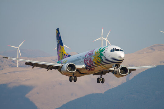 MASHIKI, KUMAMOTO JAPAN - 2011 FEBRUARY 21: A Skynet Asia Airways (Solaseed Air) Boeing 737-400