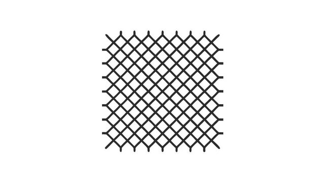 Grey wire fence on White Background forming a pattern