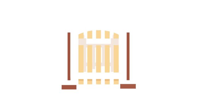 Brown wooden fence or gate on White Background flat