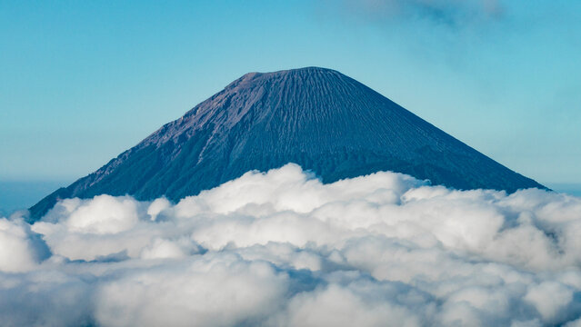 Mount Semeru on the clouds