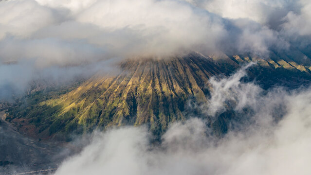 Gn.Batok Surrounded by clouds,aerial view