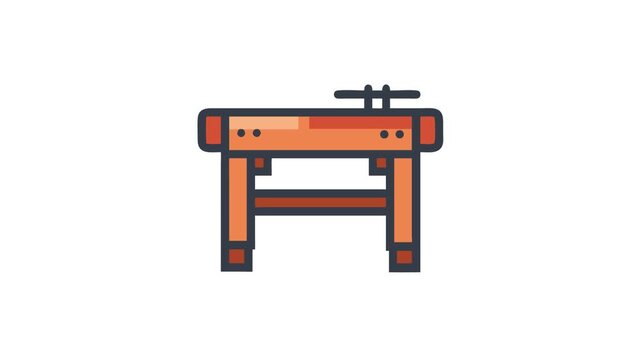 Cartoon workbench vector illustration with orange wood texture