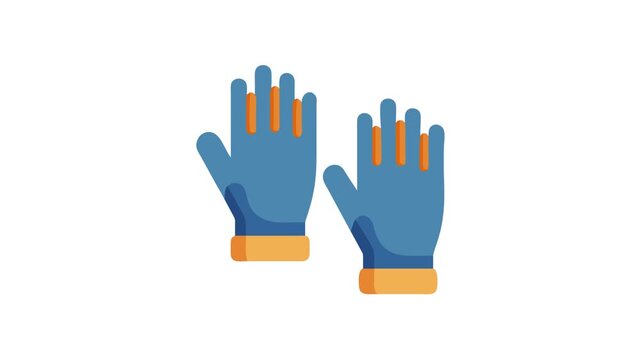 Flat vector illustration of blue and orange work gloves