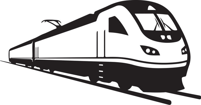 High-speed train, bullet train, locomotive icon, vector illustration, black and white