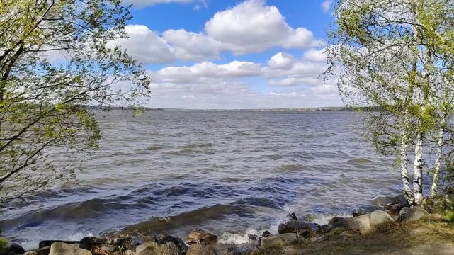 Water surface, lake view, strong waves