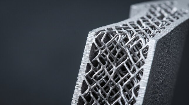 Close-up of Complex Metal 3D Printed Lattice Structure