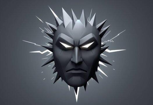 3D rendering of an eerie male head with electric discharge