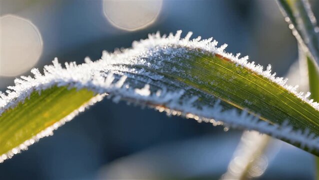 Frosty Grass Leaf Under the Chinese Solar Term of Hanlu