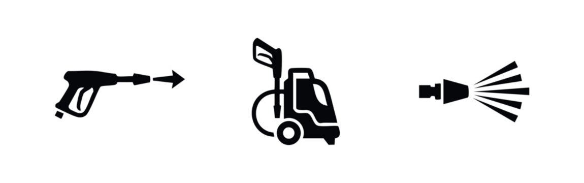 Pressure Washer and Nozzle Icons Set