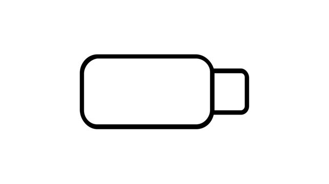 Portable USB data drive vector icon showing a small plastic flash stick with an exposed metal connector for secure file transfer and external memory storage technology illustration.