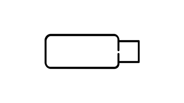 Compact USB data drive vector icon featuring a small plastic flash memory stick with an exposed metal connector for digital file storage and portable hardware device illustration.