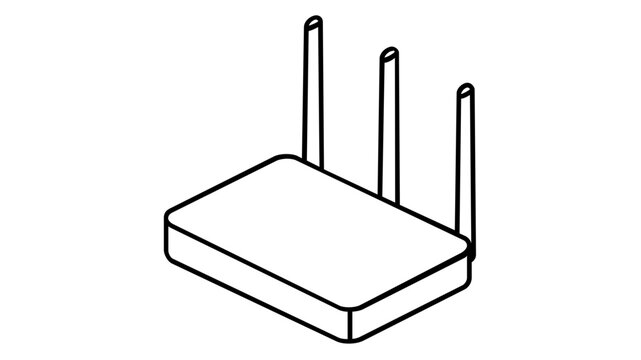 Professional wireless Wi-Fi router vector icon with three vertical antennas representing stable internet signal and network hardware, minimalist illustration for technology and connectivity.