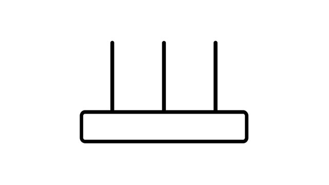 Modern black wireless router vector icon with three antennas for high performance networking and internet access, clean flat illustration for computer hardware and digital connectivity themes.
