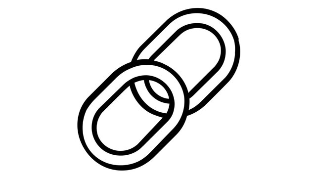 Silver chain link vector icon representing connection and strength, two interlocking metallic links illustration for business networks, minimalist flat design graphic for scalable link symbol.