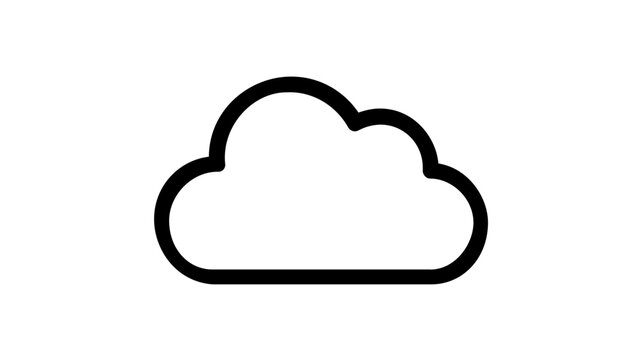Minimalist cloud vector illustration featuring a white fluffy cloud with a flat bottom design in a clean line art style perfect for web services, network storage, and cloud computing themes.