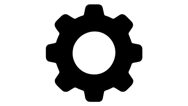 Industrial silver gear vector icon with six rounded teeth and center hole, professional flat minimalist illustration for mechanical systems, settings configuration and business equipment.
