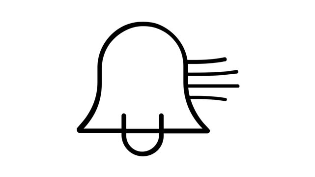 Golden ringing bell vector icon with a small circular clapper, professional flat illustration for business notifications, reception desk alert symbol isolated on a clean white background.