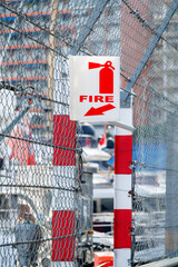 Fototapeta premium Fire safety stations positioned along the harbor in Monaco