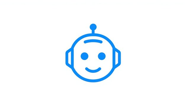 robot icon blue line art on white background friendly artificial intelligence symbol high quality professional detailed