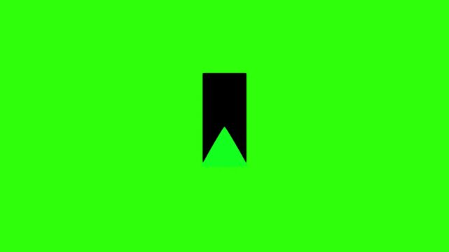 Black bookmark icon animation on a green background.