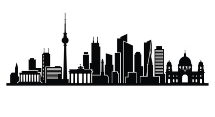 Berlin skyline silhouette against a white background © Mdmojibur