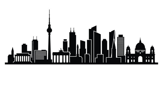 Berlin skyline silhouette against a white background