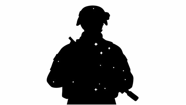 Silhouette of a soldier filled with glowing constellations representing hope and guidance in darkness symbolizing protection and courage