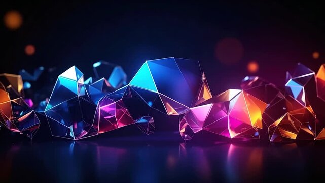 Abstract artwork of crystalline structures in vibrant colors reflecting light