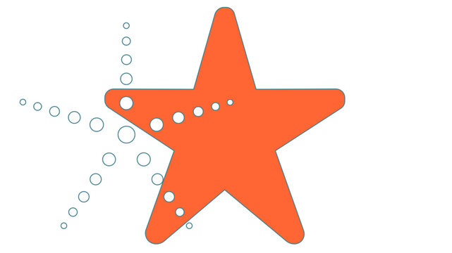 Vibrant orange starfish line vector icon with editable stroke and adjustable line weight, creative minimalist summer beach vacation illustration, tropical marine life design element on white