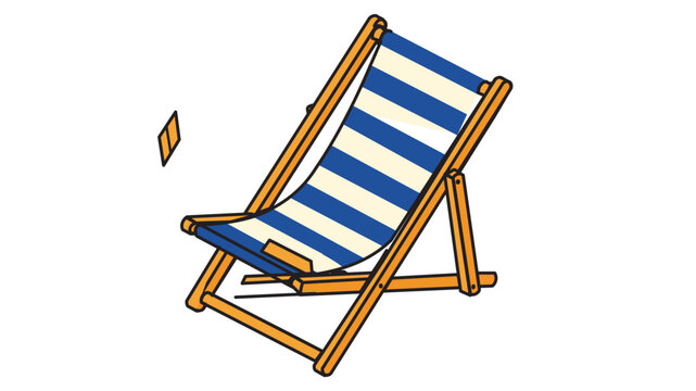 Glowing collapsible seaside seat vector for seasonal retreats featuring a modifiable contour, sleek linear drawing on white, ideal for oceanfront holiday marketing and identity.