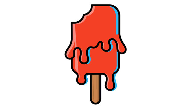 Multicolored berry lolly vector with modifiable stroke, glowing seasonal ice snack art for shore retreats, expert slender line streamlined visual on blank backdrop.