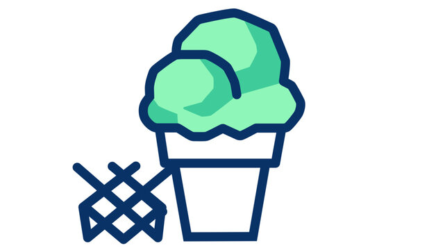 Glowing sugar cone vector with modifiable boundary, multicolored hot-weather snack art for voyages and retreats, sleek slender path streamlined visual on empty white surface.