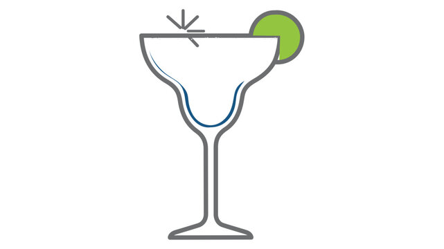 Refreshing margarita cocktail glass vector icon illustration with editable stroke, colorful minimalist thin line art for summer travel and beach vacation designs on isolated white background.