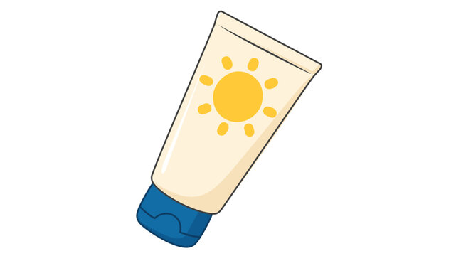 Protective sunscreen lotion tube vector icon with editable stroke. A creative colorful illustration for skin health during summer travel and beach vacation with adjustable line weight details.