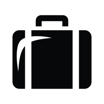 Black briefcase and bag icon isolated on white vector illustration