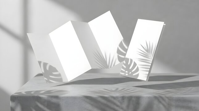 High Quality 3D Fourfold For Mockup with White Background