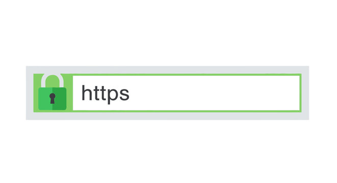 Secure HTTPS Browser Address Bar with Green Padlock Icon for Web Safety and SSL Encryption