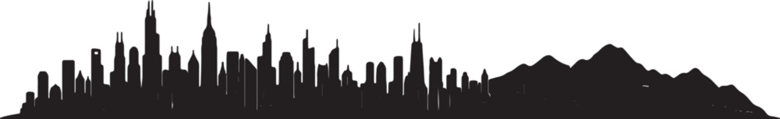 Obraz premium Urban skyline silhouette merging into mountain range panoramic view creative cityscape design element for architecture travel and tourism concepts vector.