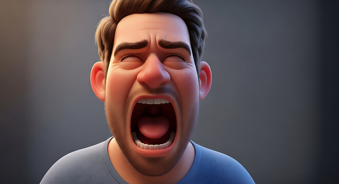 A cartoon man expressing extreme anger or frustration.